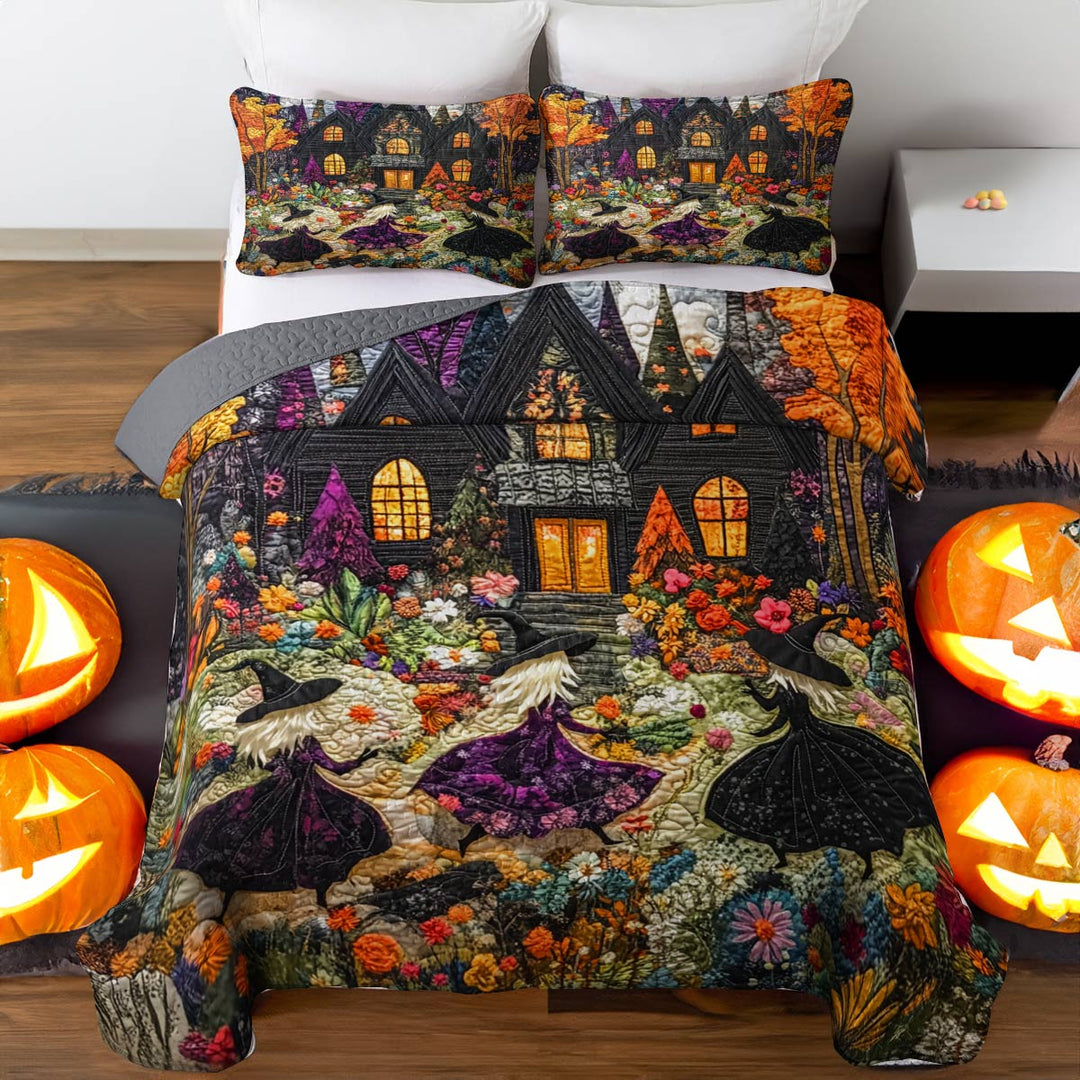 All Season Quilt 3-Piece Set Witch Happy Halloween