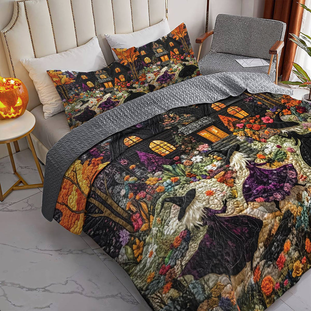 All Season Quilt 3-Piece Set Witch Happy Halloween