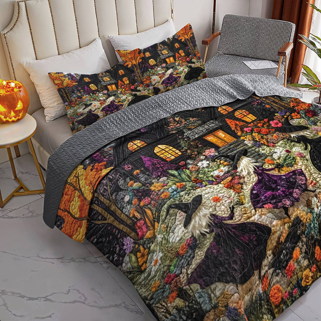 All Season Quilt 3-Piece Set Witch Happy Halloween