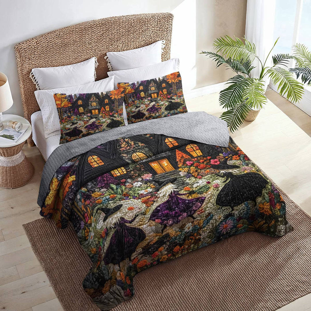 All Season Quilt 3-Piece Set Witch Happy Halloween