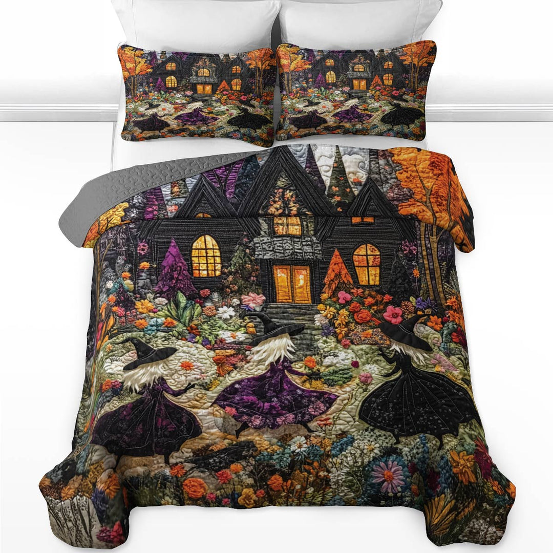 All Season Quilt 3-Piece Set Witch Happy Halloween