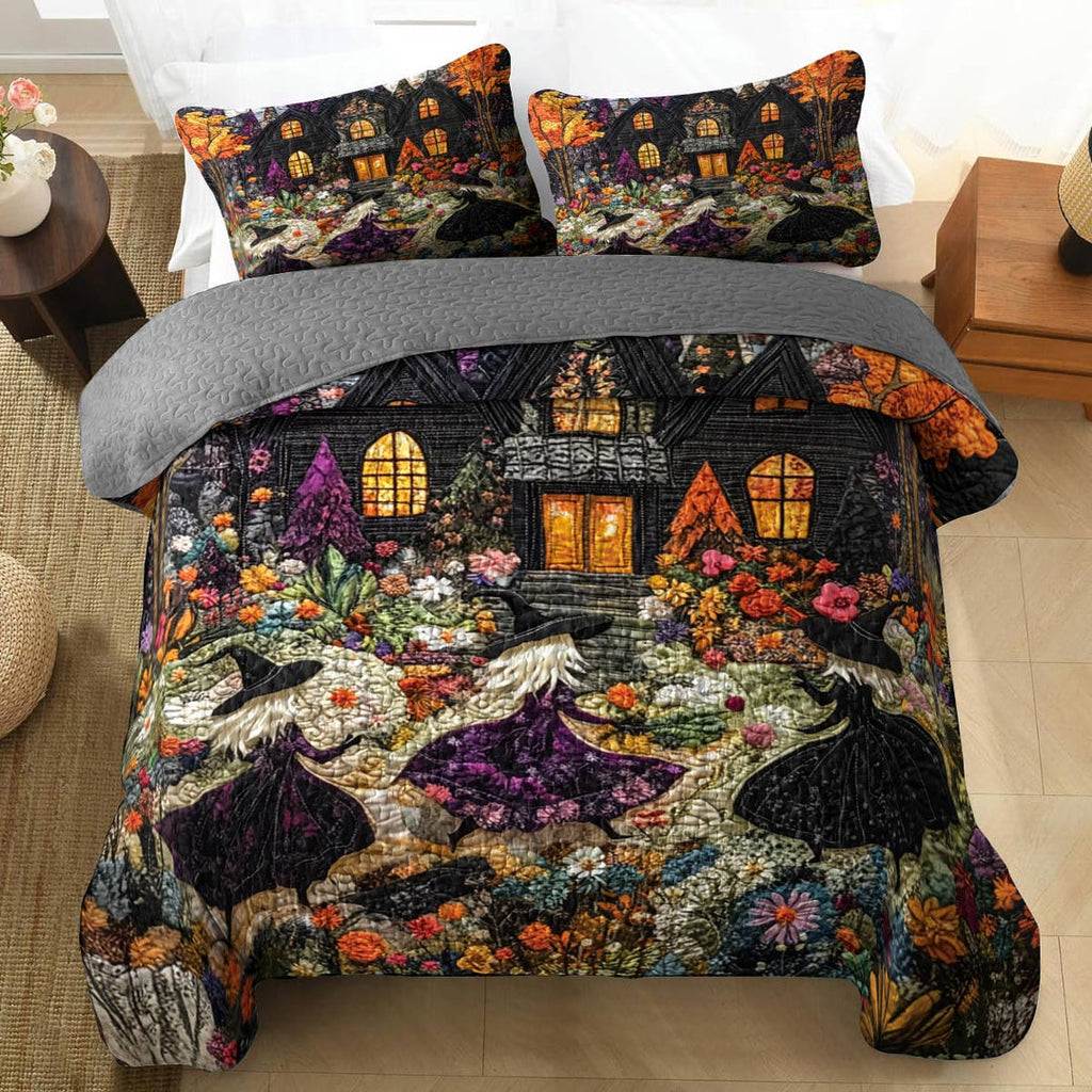 All Season Quilt 3-Piece Set Witch Happy Halloween