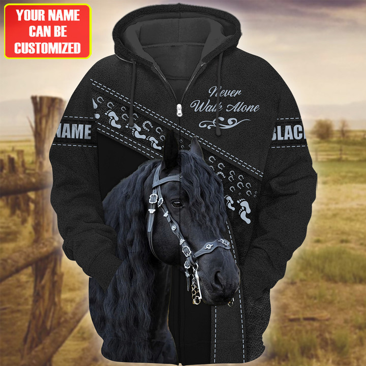 Custom Name Horse Lovers Never Walk Alone 3D Hoodie