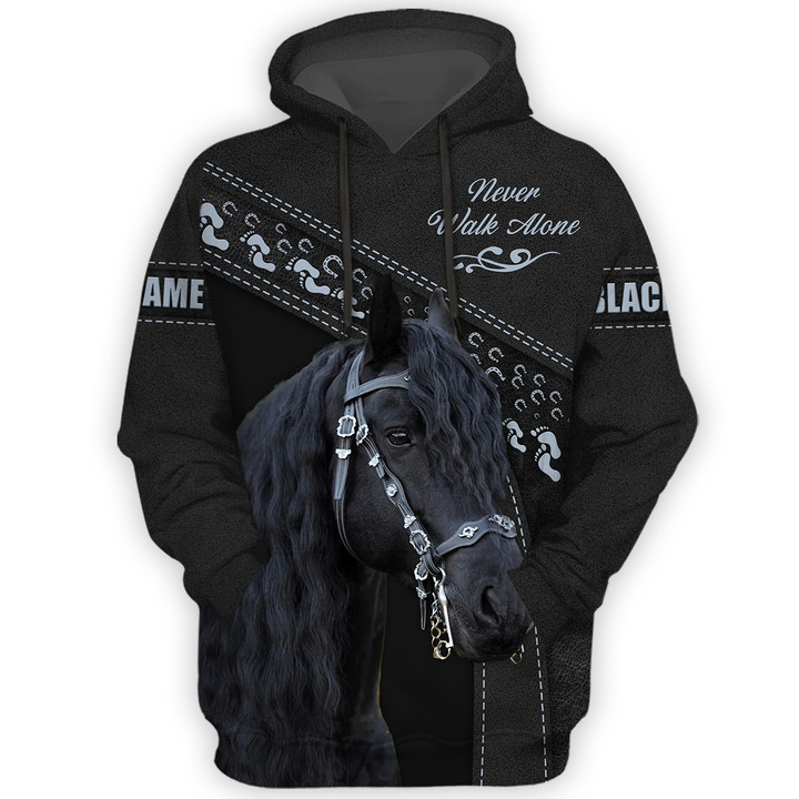 Custom Name Horse Lovers Never Walk Alone 3D Hoodie