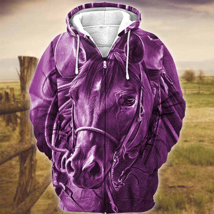 Horse Art Purple Version 3D Hoodie