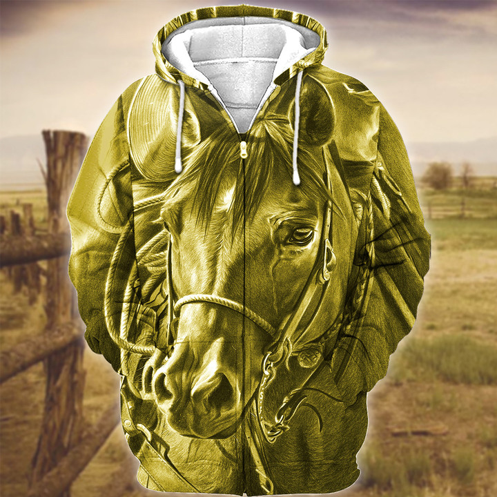 Horse Art Yellow Version 3D Hoodie