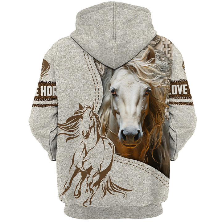 Custom Name White Horse Lovers 3D Hoodie