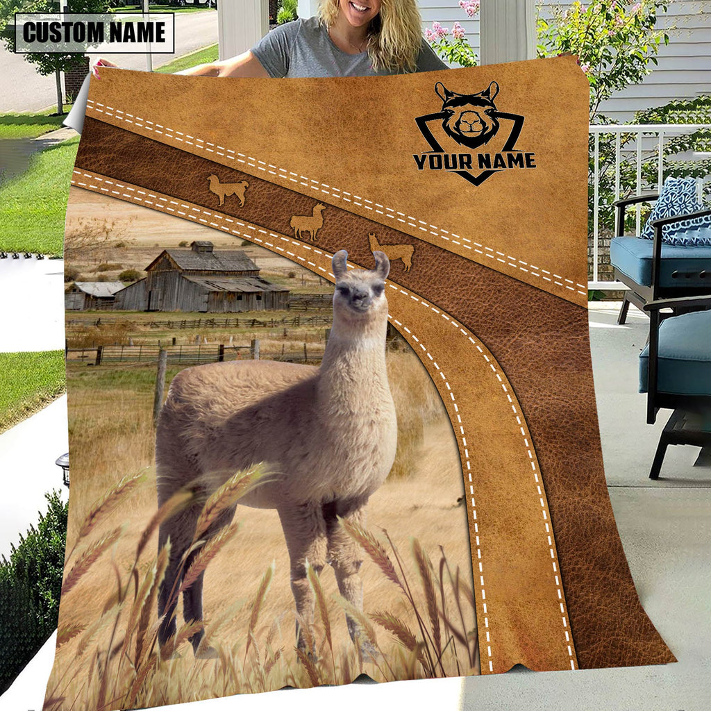 Custom Name Llama Brownie Background Blanket