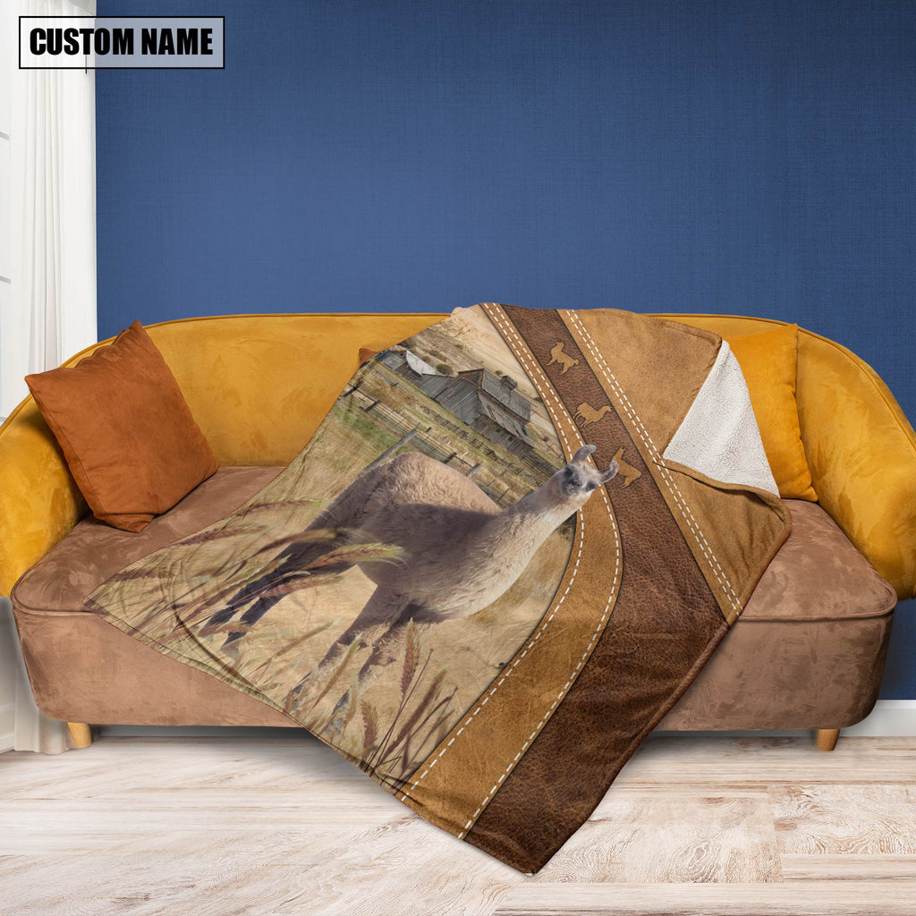 Custom Name Llama Brownie Background Blanket
