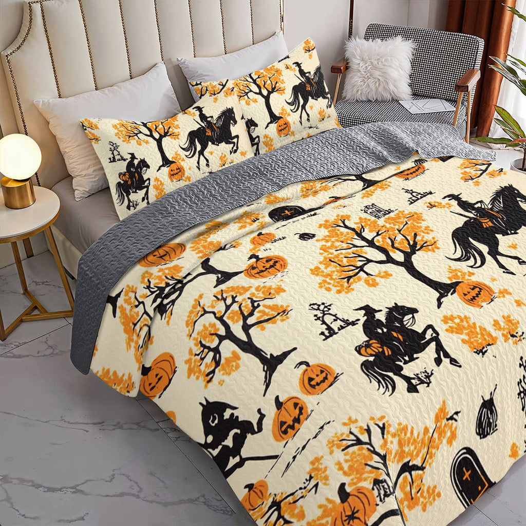 All Season Quilt 3-Piece Set Riding Pumpkins
