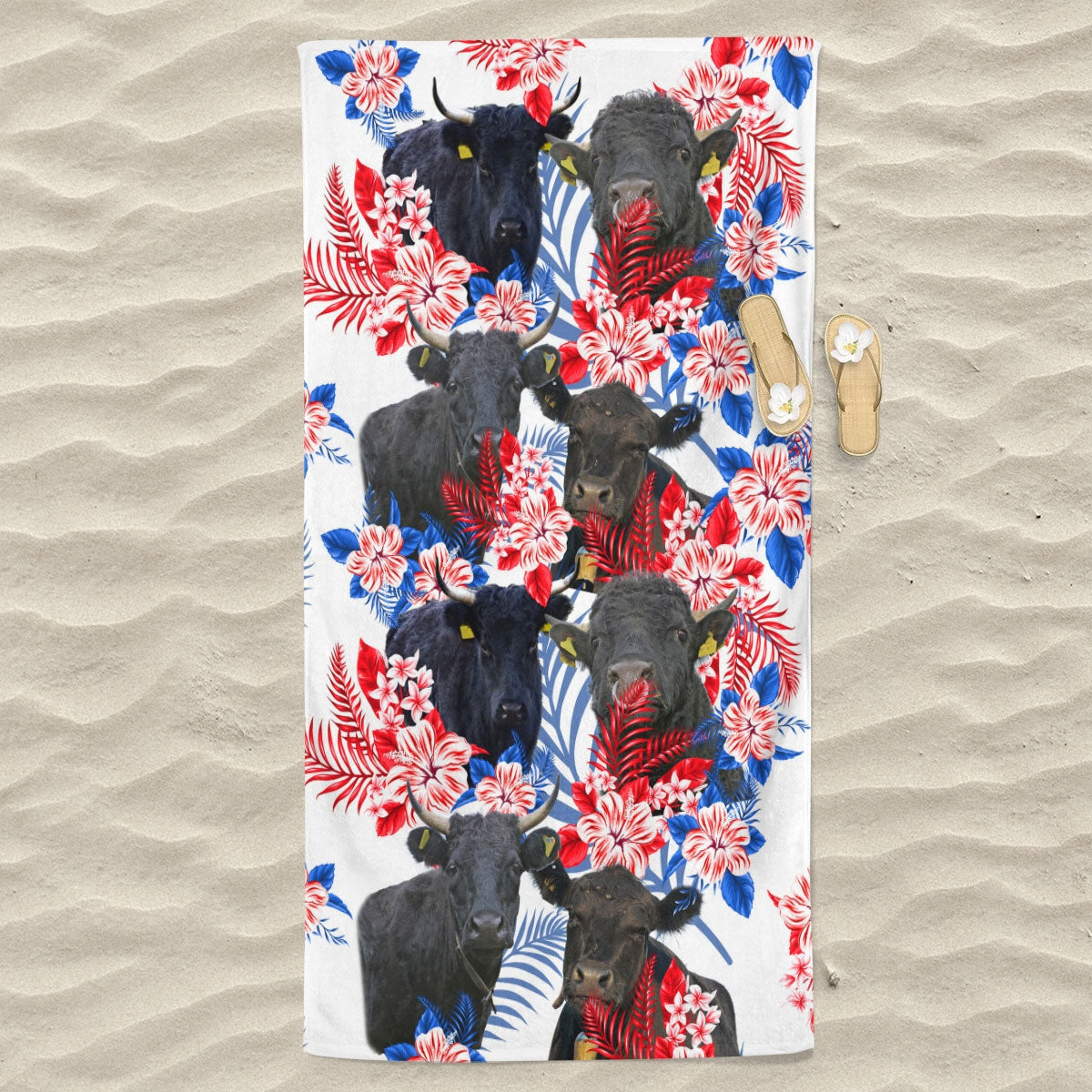 Dexter Cattle Hawaiian Inspiration Beach Towel