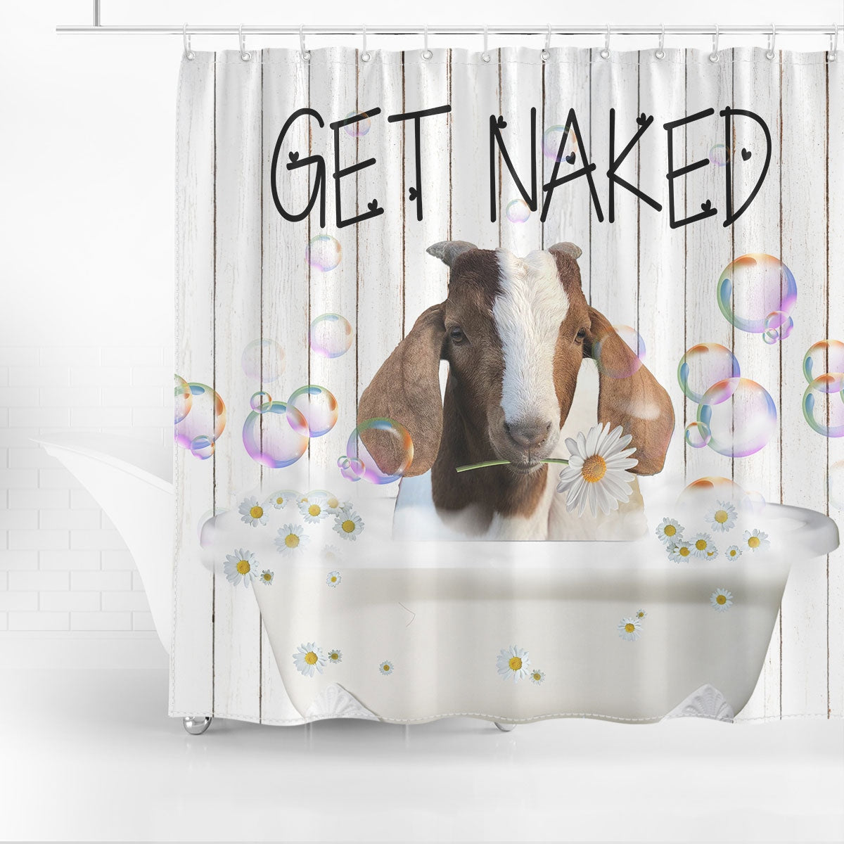 Boer Get Naked Daisy Shower Curtain
