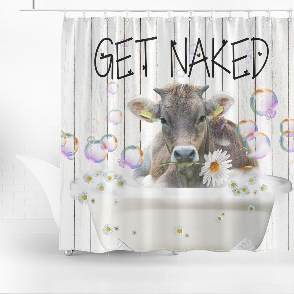Braunvieh Get Naked Daisy Shower Curtain