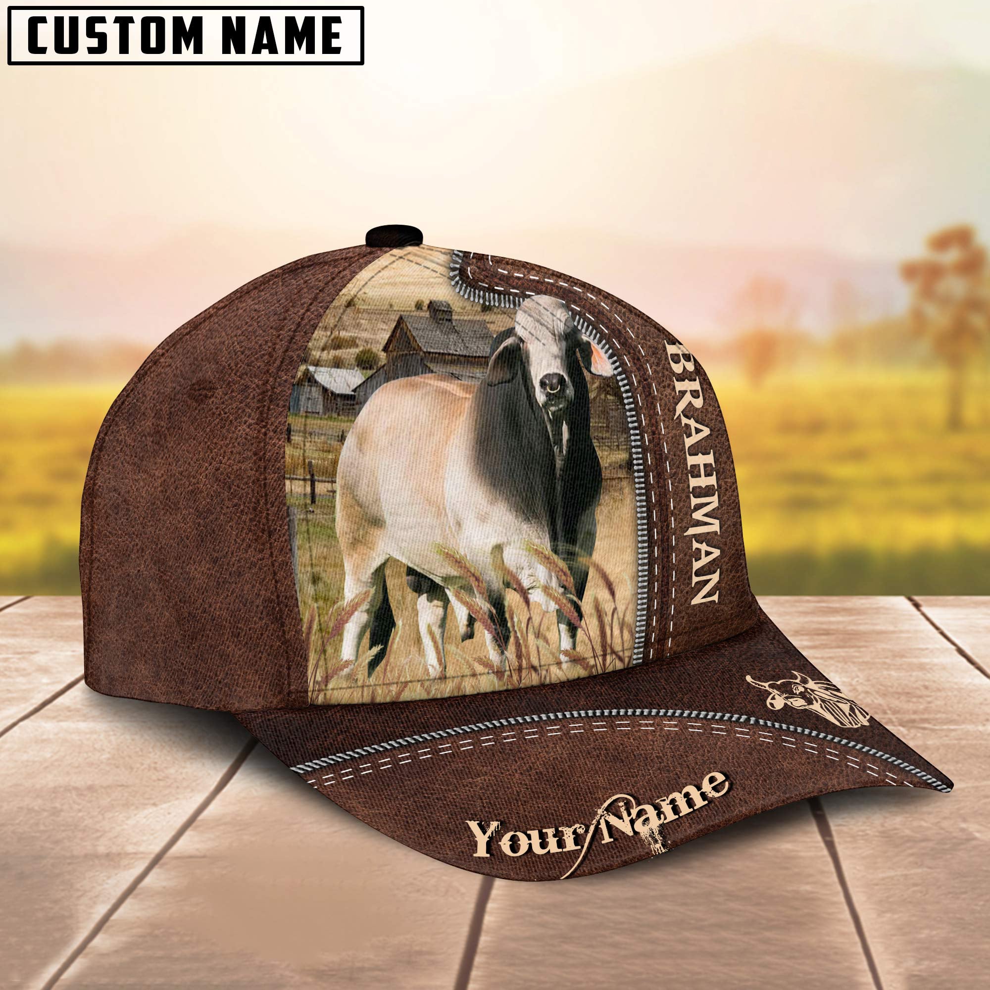 Brahman Customized Name Leather Pattern Cap