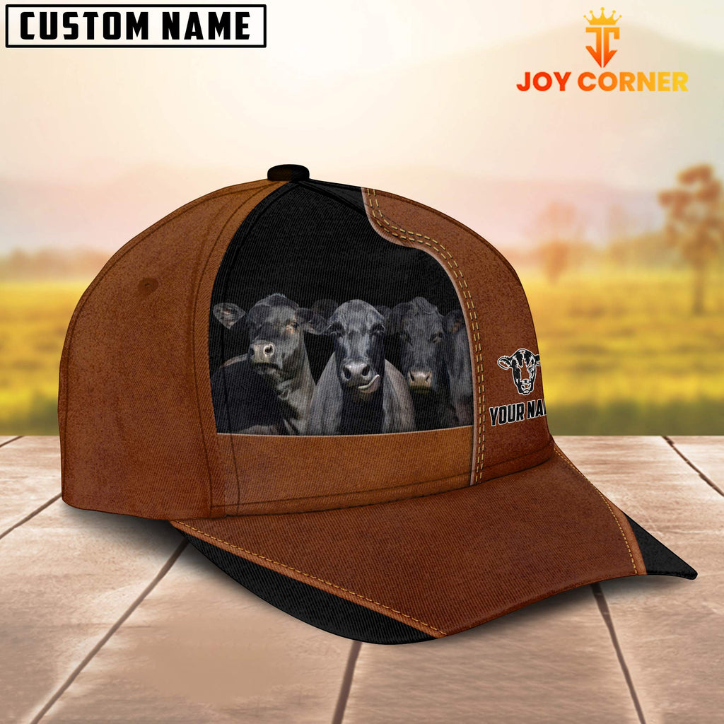 Black Angus Black Brown Farm Customized Name Cap