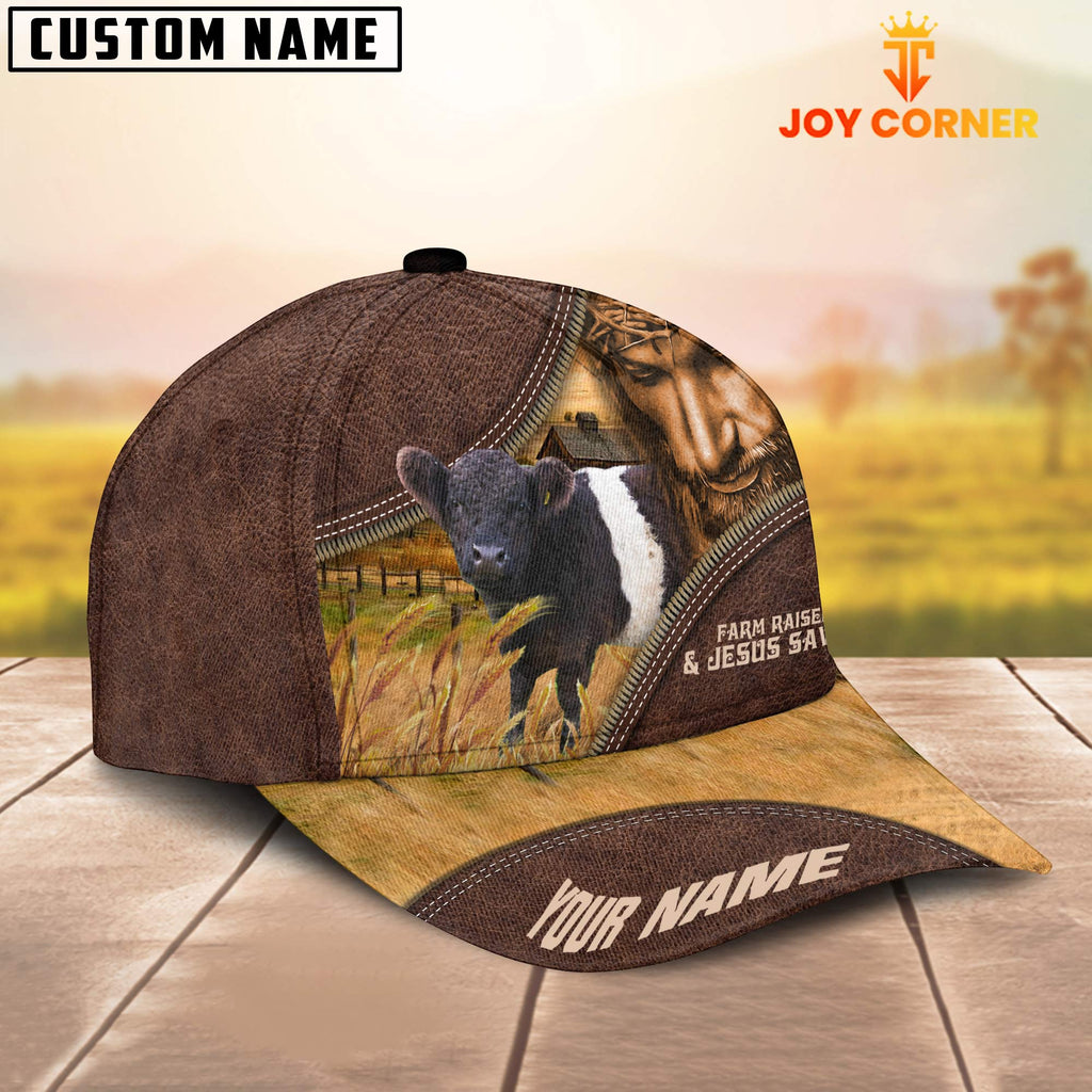 Belted Galloway Farm & Jesus Customized Name Cap