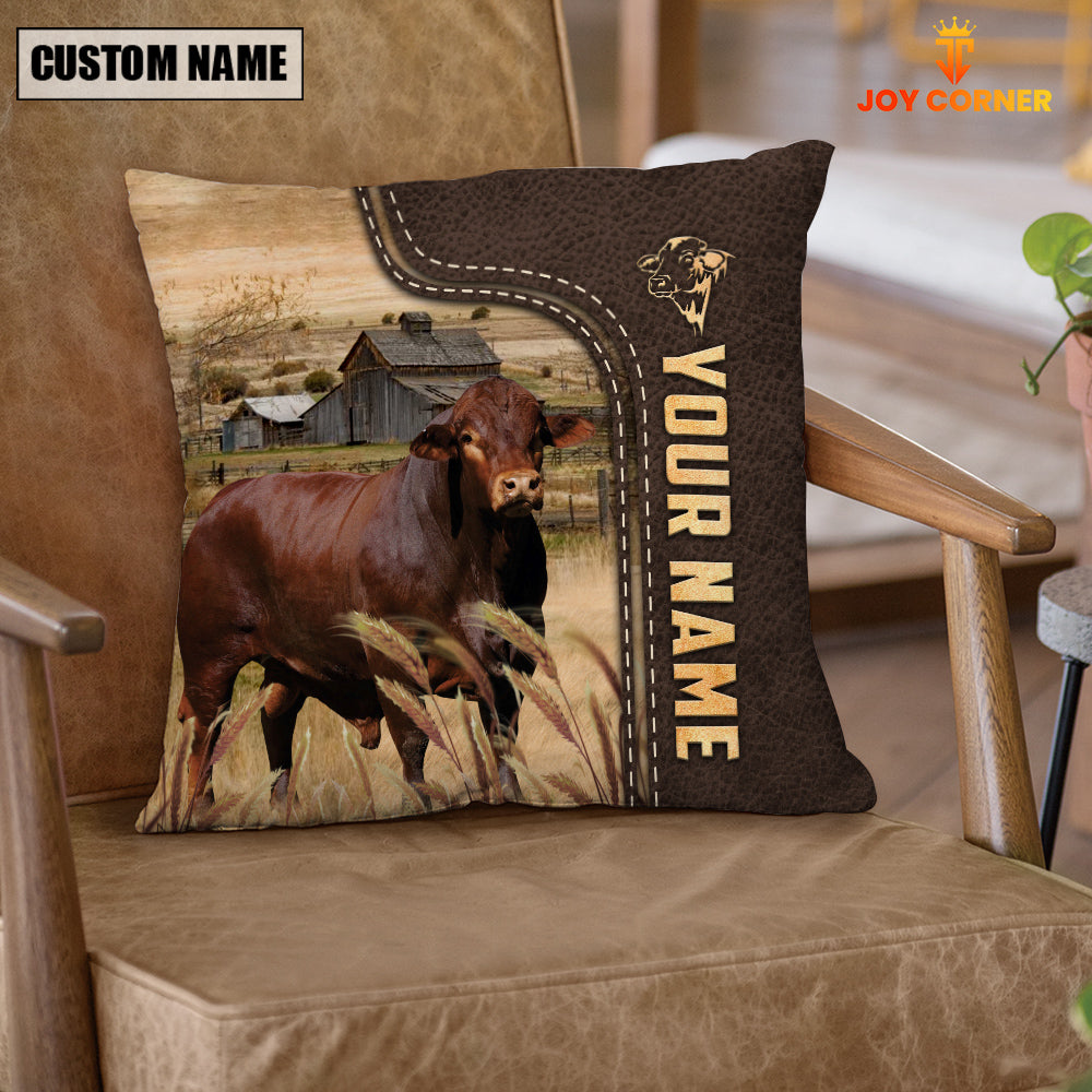 Beefmaster Custom Name Leather Pattern Pillow Case