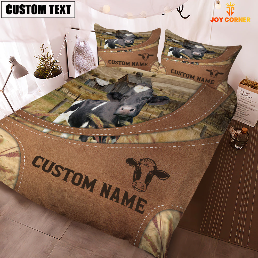 Custom Name Holstein On Farm Bedding Set