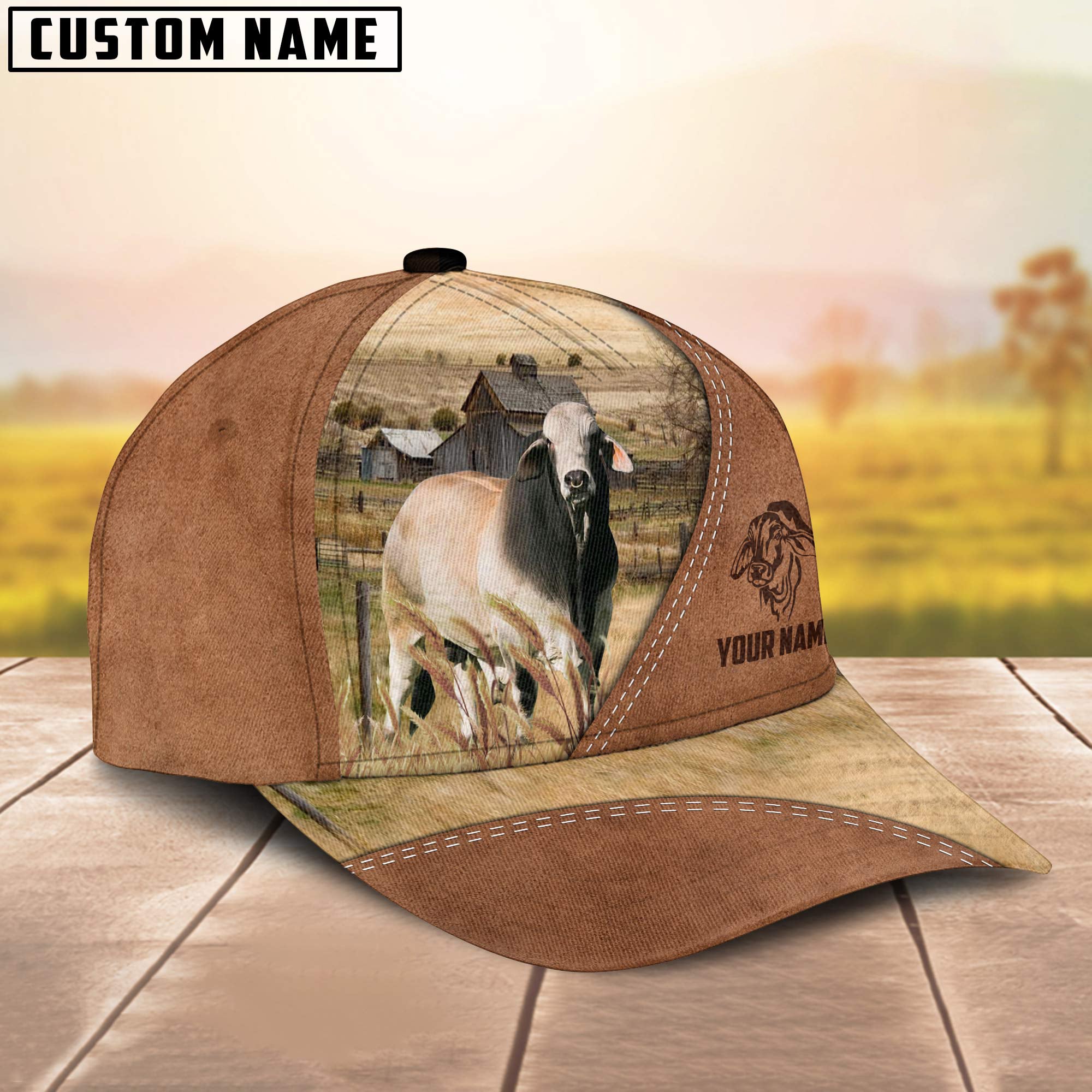 Brahman Customized Name Brown Cap