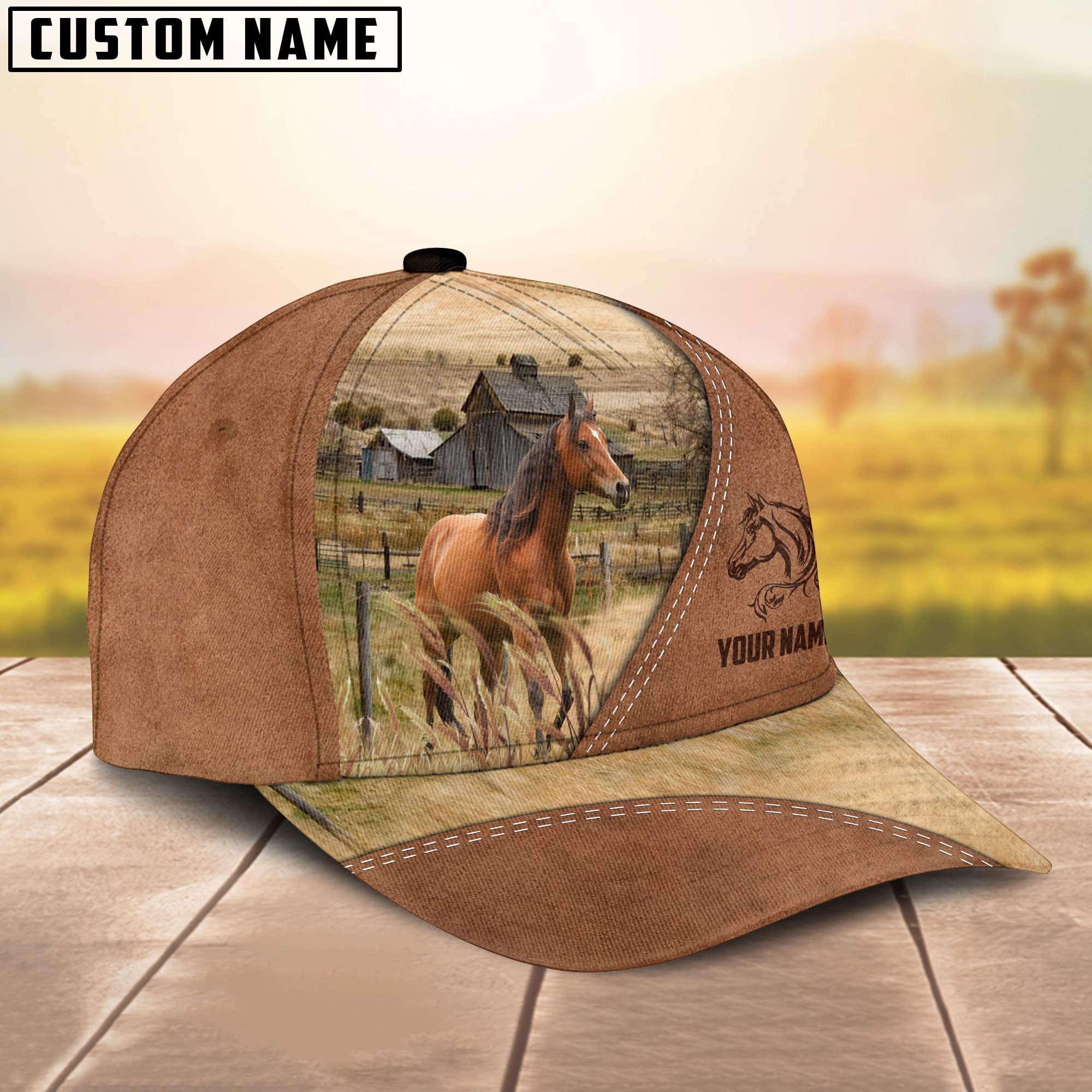 Horse Customized Name Brown Cap