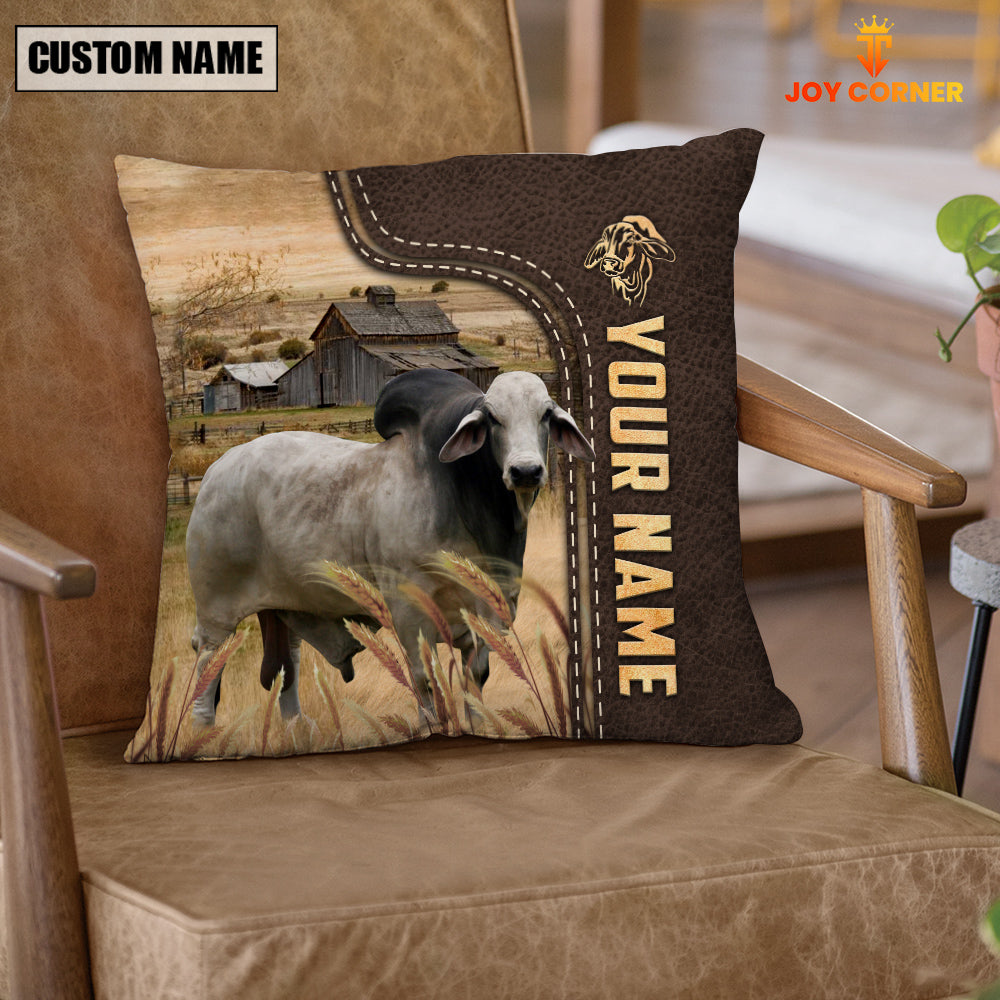 Brahman Custom Name Leather Pattern Pillow Case