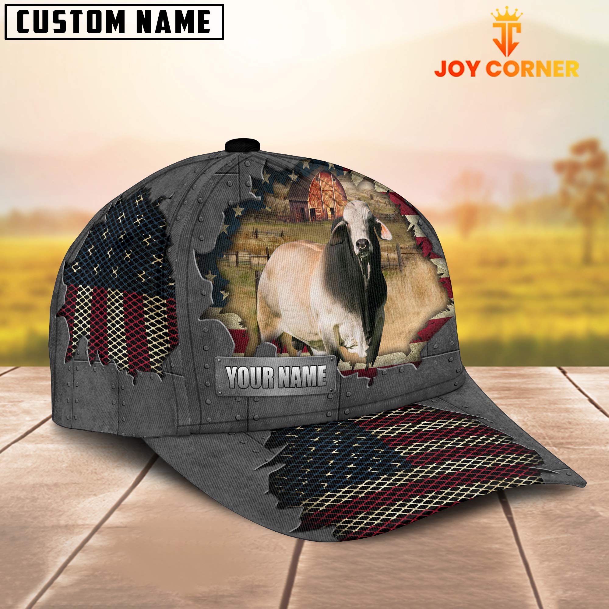 Brahman Customized Name US Flag Net Cap