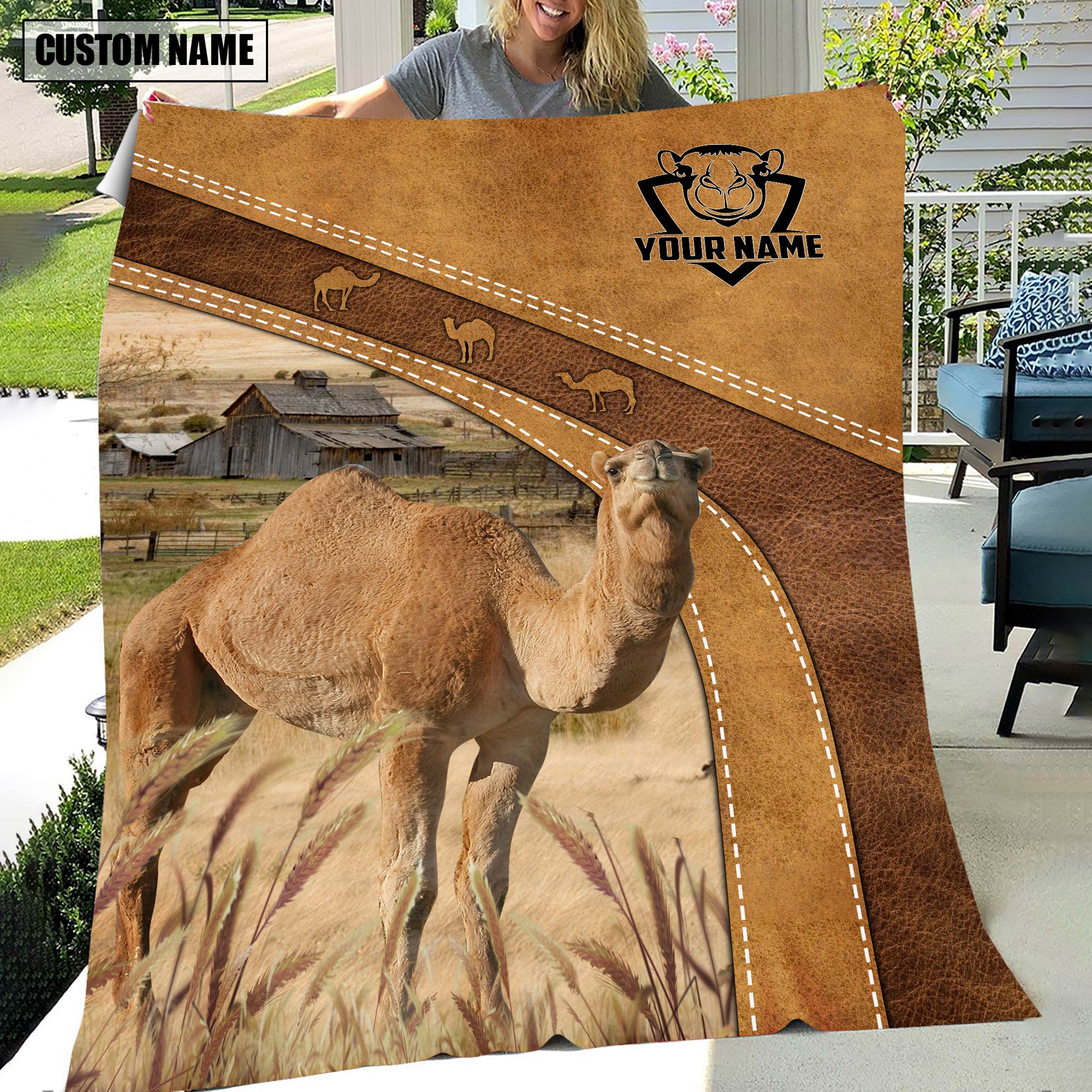 Personalized Name Camels Brownie Background Blanket