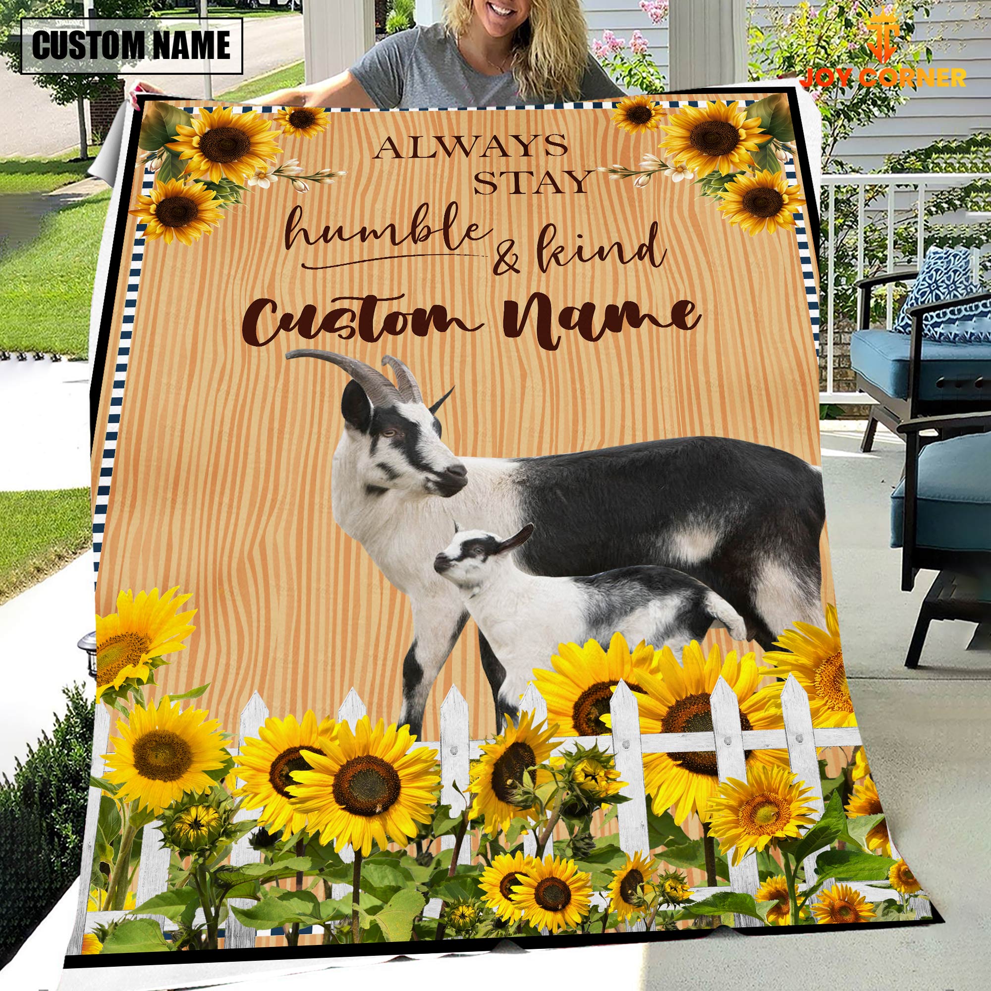 Goat Custom Name - Always Stay Humble and Kind Blanket
