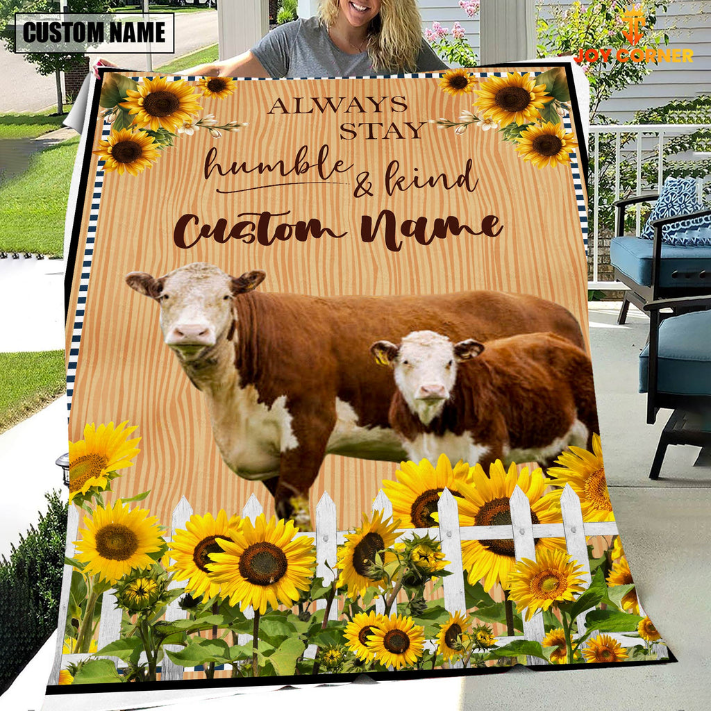 Hereford Custom Name - Always Stay Humble and Kind Blanket