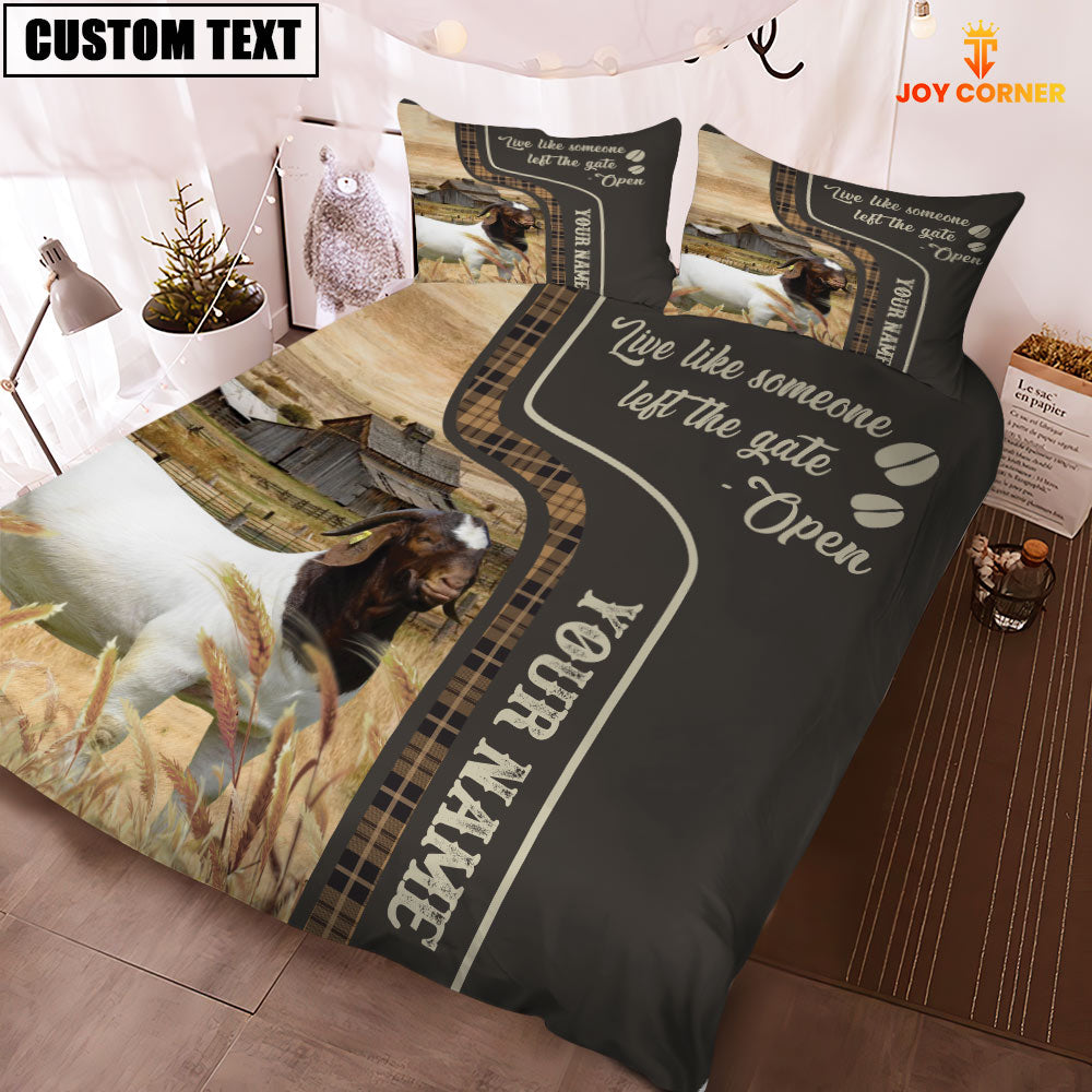 Boer Goat Like Someone Left The Gate Open Customized Name 3D Bedding Set