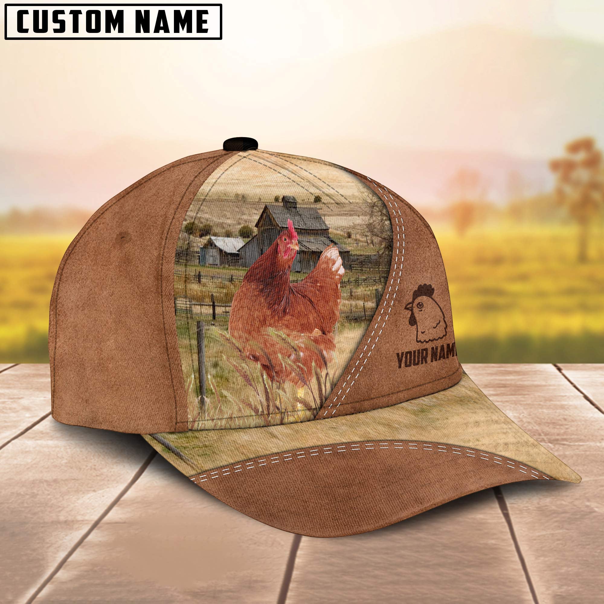 Chicken Customized Name Brown Cap