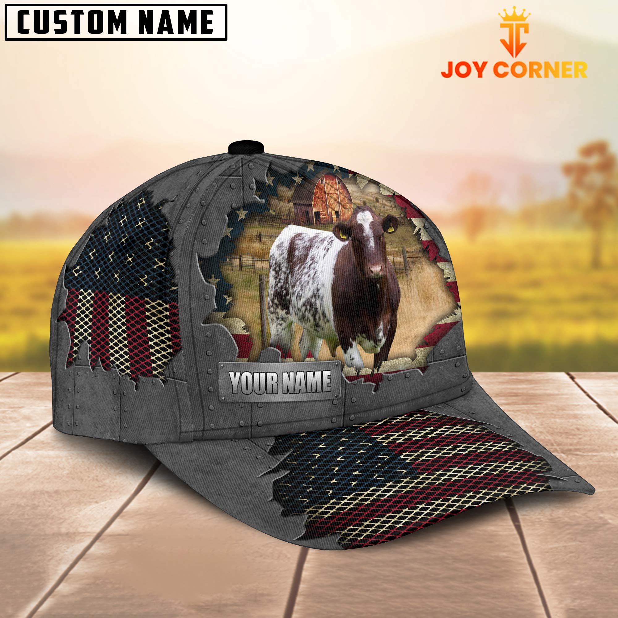 Shorthorn Customized Name US Flag Net Cap