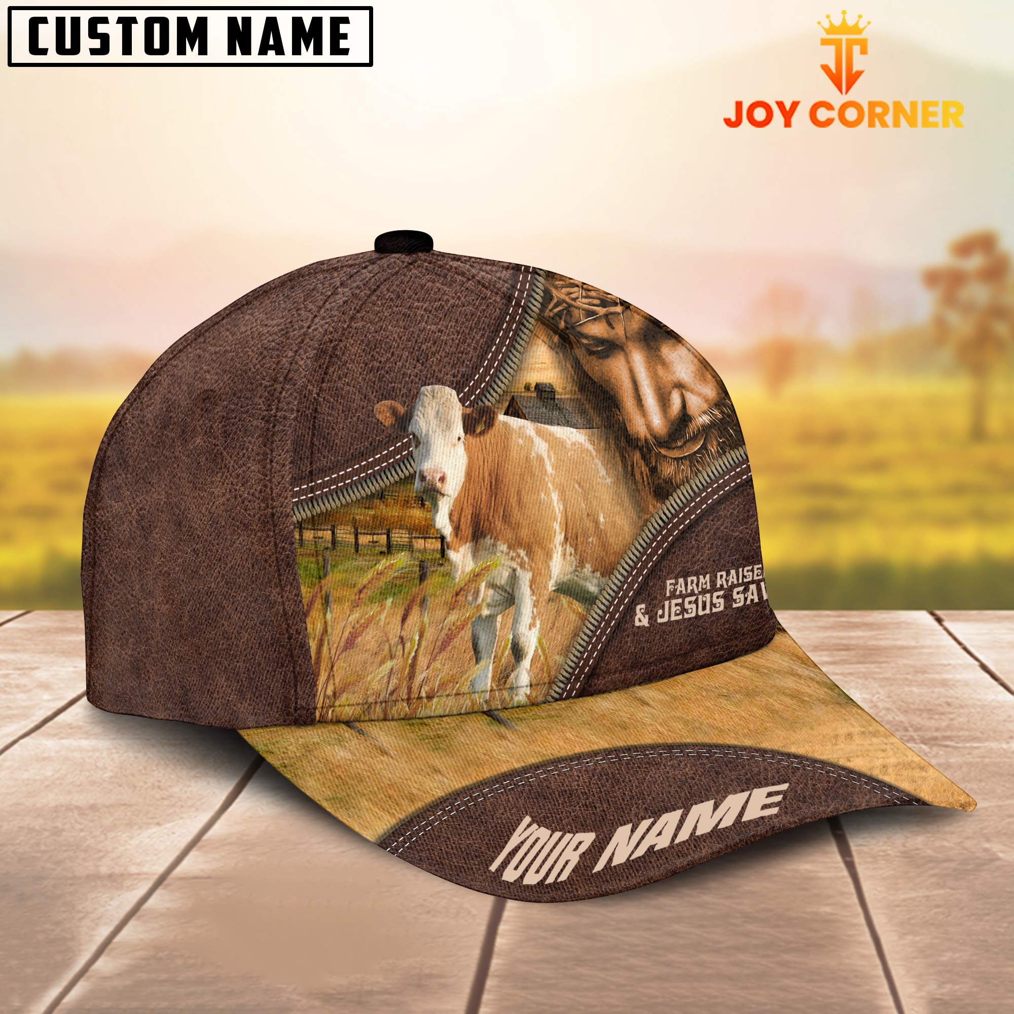 Simmental Farm & Jesus Customized Name Cap