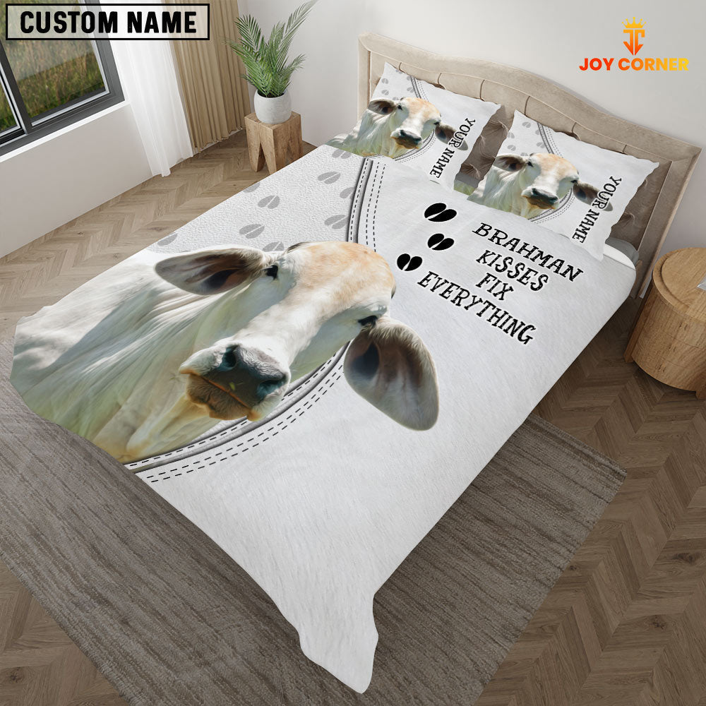 Brahman Cattle Kisses Fix Everything Custom Name Bedding Set