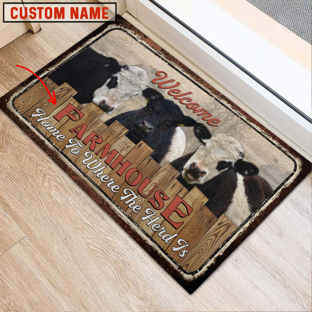 Belted Galloway Welcome Custom Name Doormat