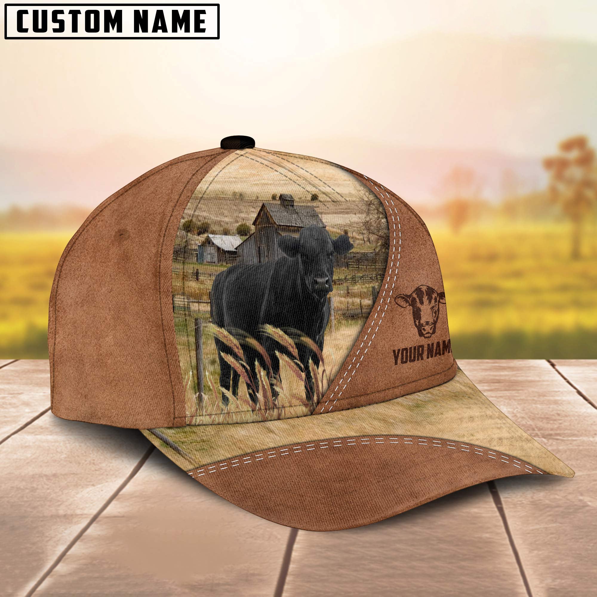 Black Angus Customized Name Brown Cap