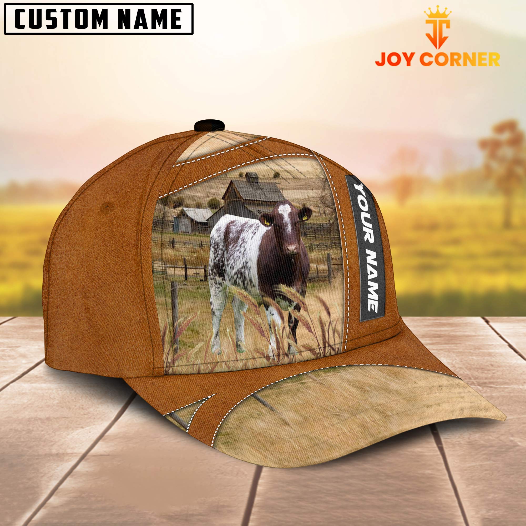 Shorthorn Customized Name Brown Cap