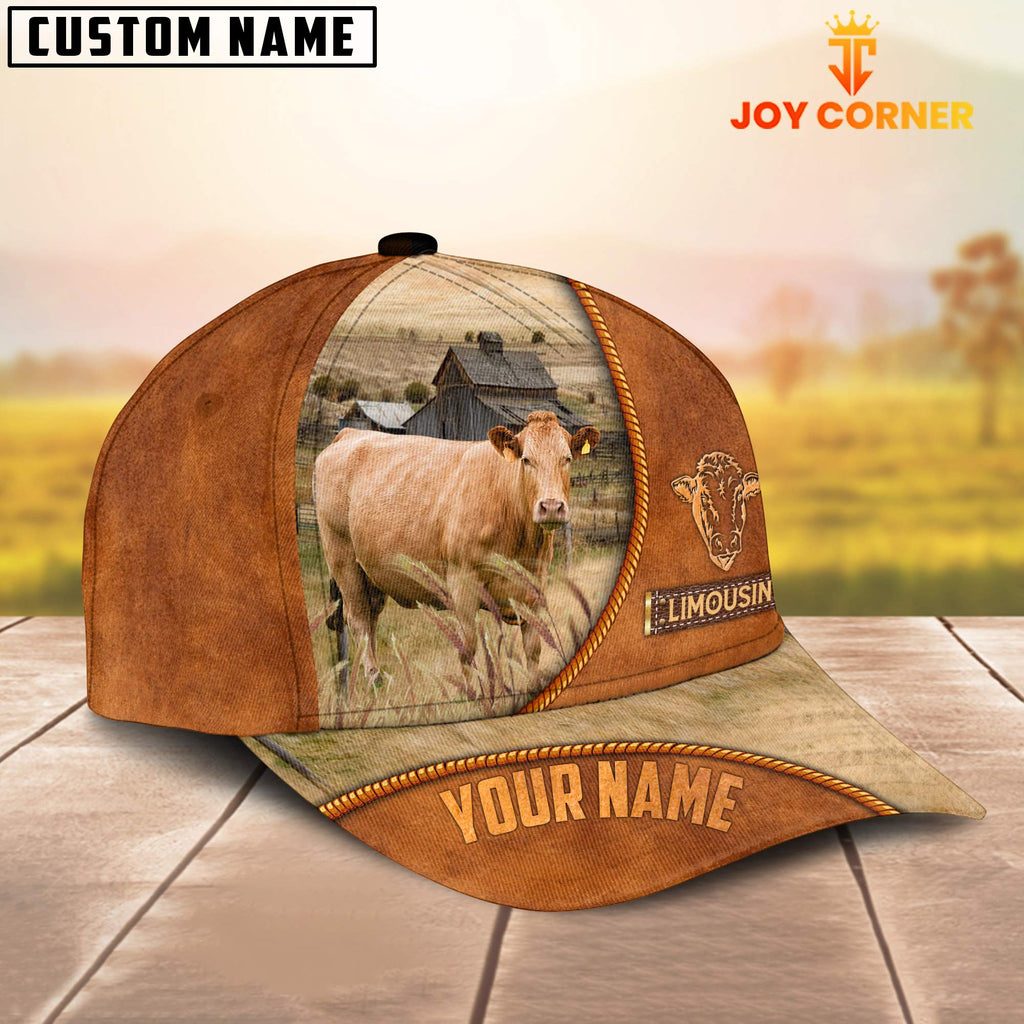 Custom Name Limousin Leather Pattern Cap