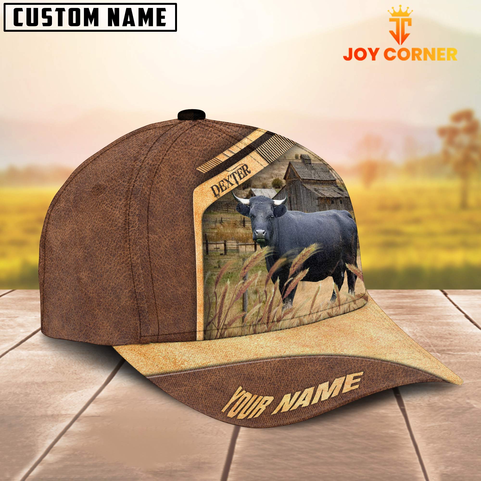 Dexter Cattle Customized Name Brown Farm Cap