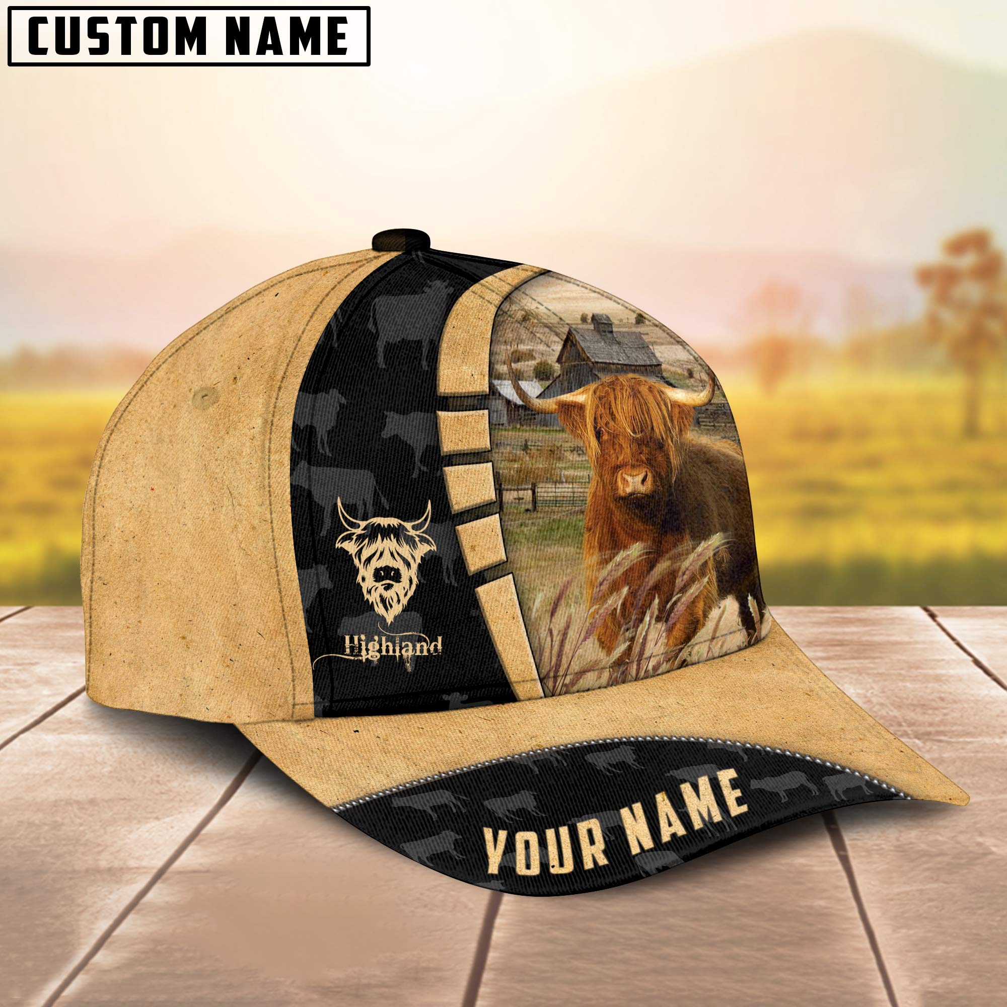 Custom Name Highland Cattle 3D Cap