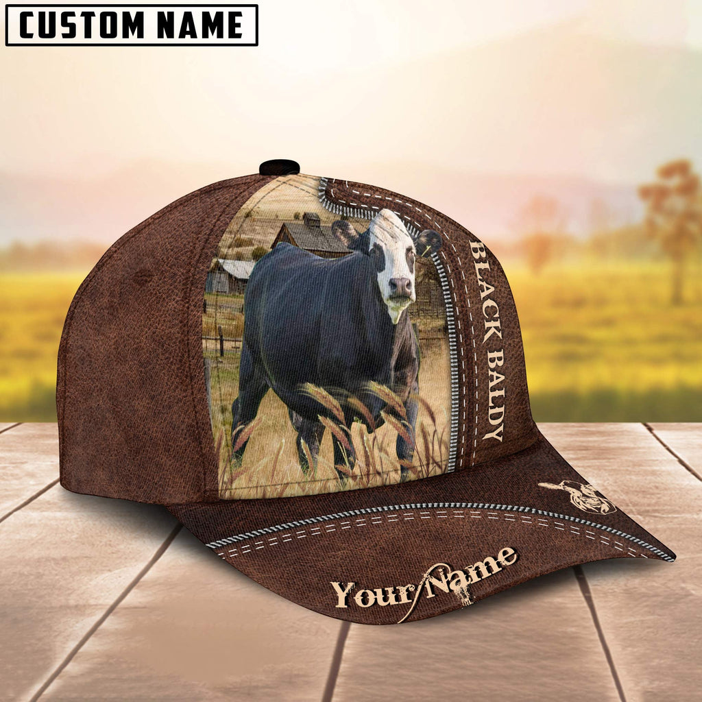 Black Baldy Customized Name Leather Pattern Cap