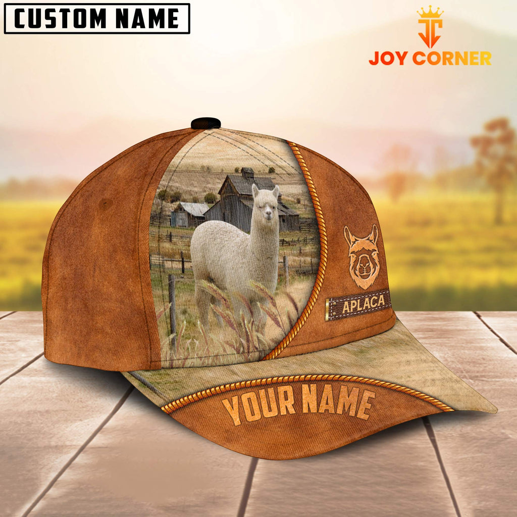 Custom Name Aplaca Leather Pattern Cap