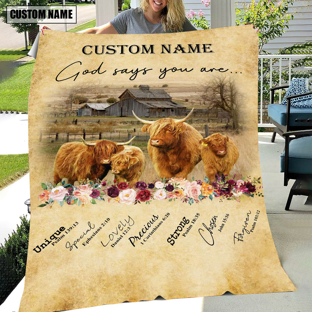 God Says You Are - Personalized Name Miniature Highland Blanket