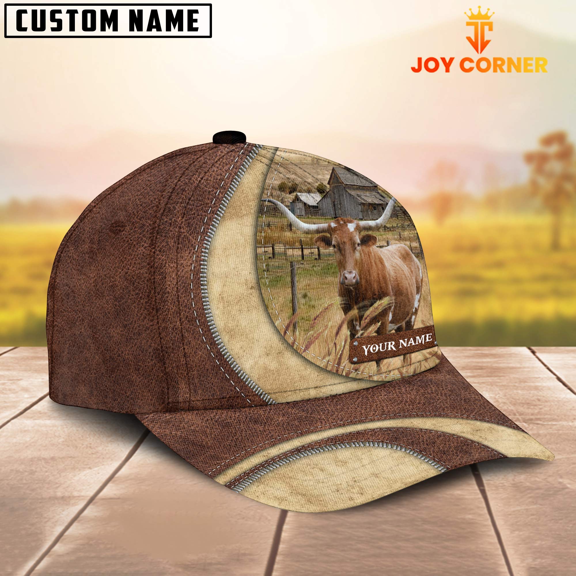 Texas Longhorn Customized Name Farm Barn Cap
