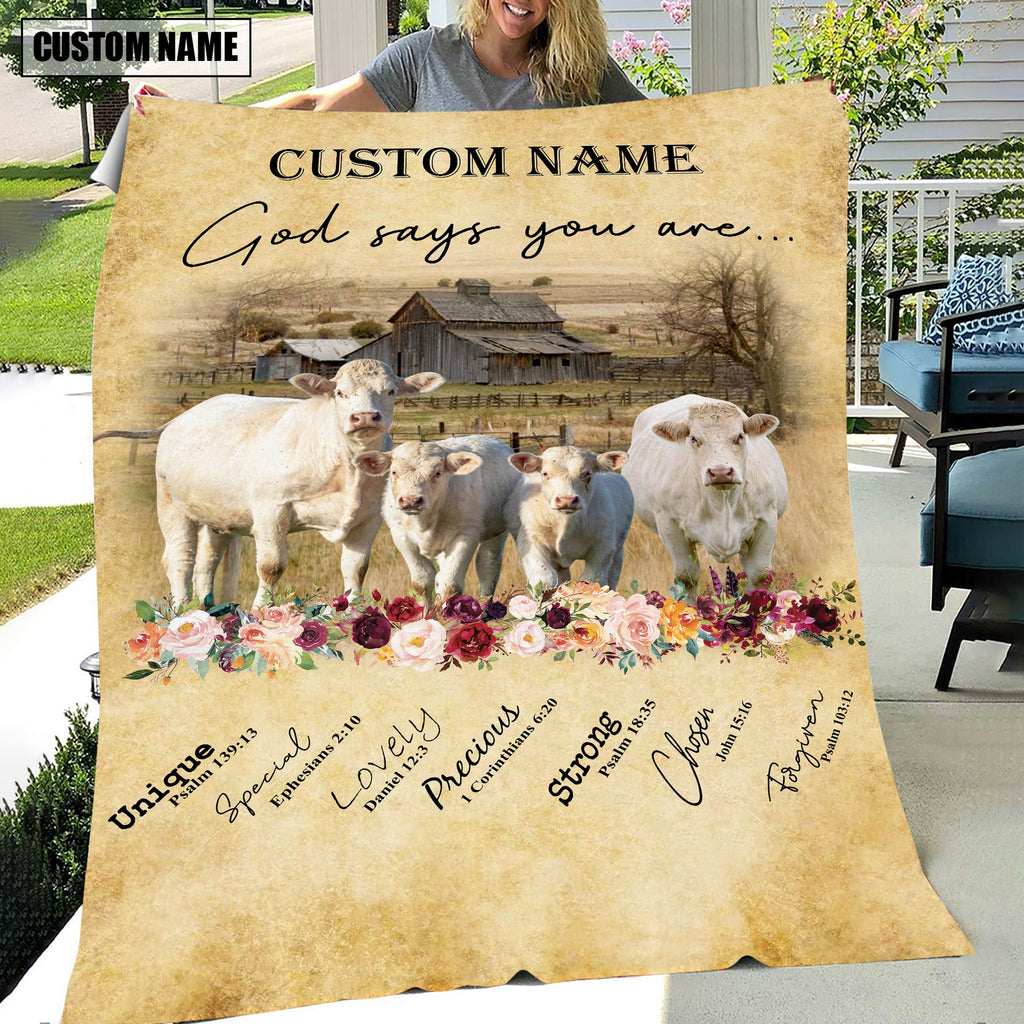 God Says You Are - Personalized Name Charolais Blanket