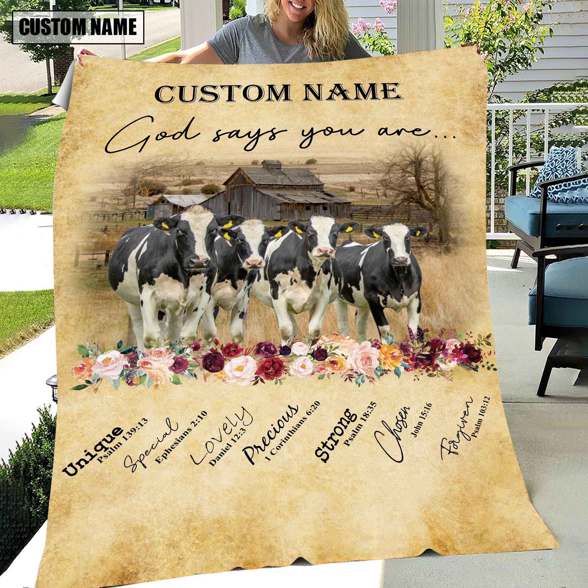 God Says You Are - Personalized Name Holstein Blanket