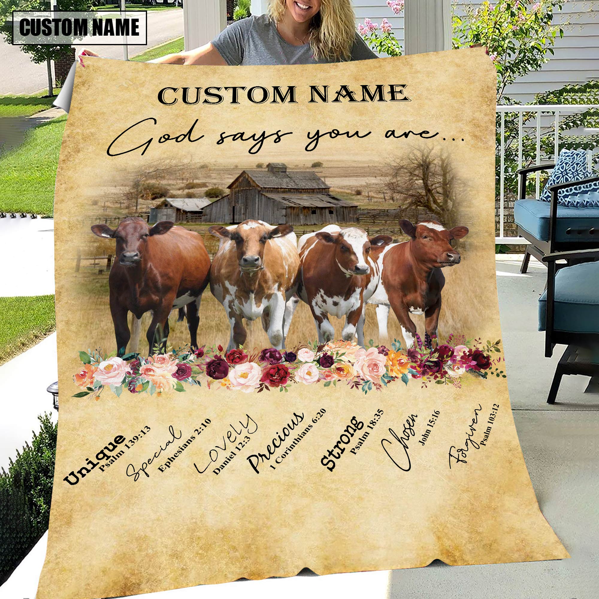 God Says You Are - Personalized Name Ayrshire Blanket
