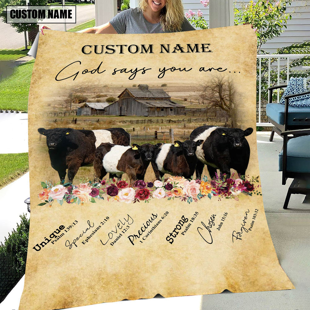 God Says You Are - Personalized Name Charolais No Horn Blanket
