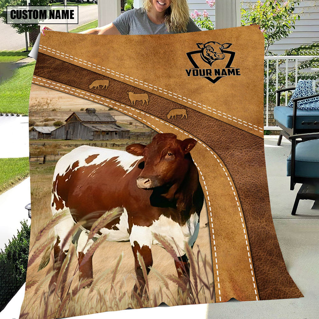 Personalized Name Pinzgauer Cattle Brownie Background Blanket