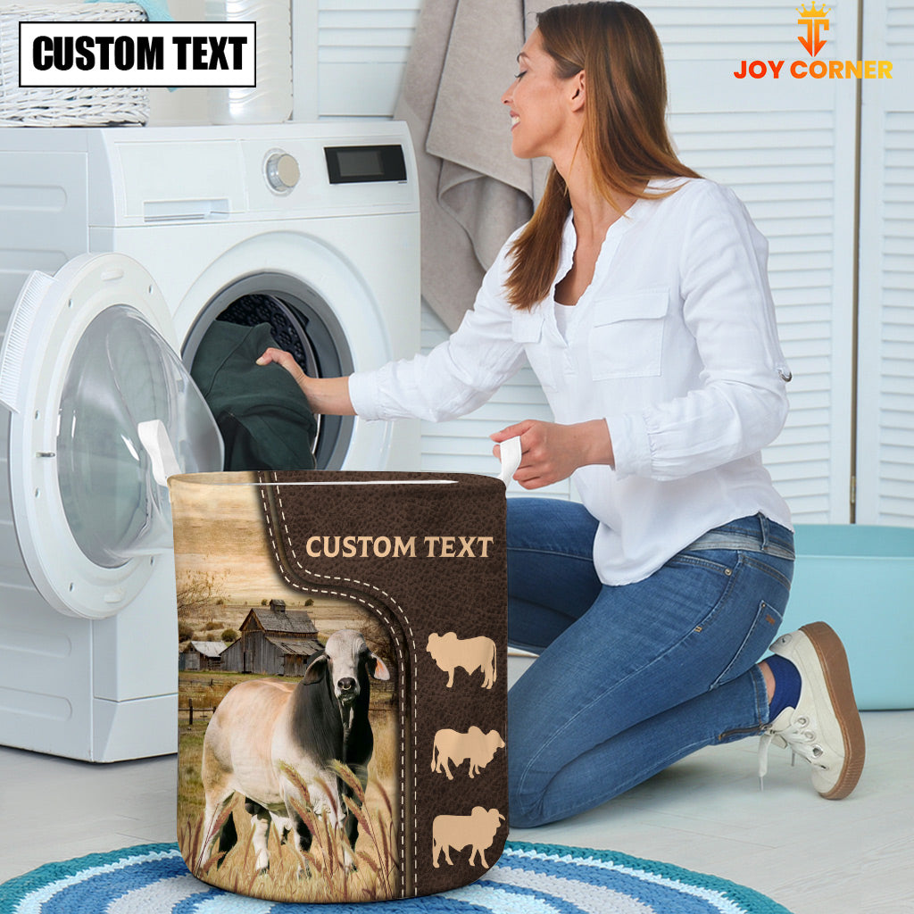 Brahman Custom Name Leather Pattern Laundry Basket